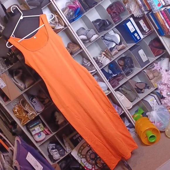 New orange long dress size S - Picture 1 of 2